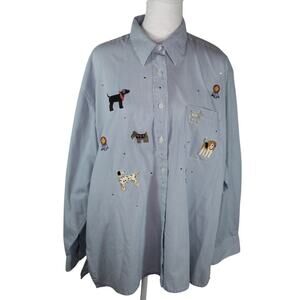 Vintage Mili Designs Best of Show Dog Breed Button Up Shirt Stripe Rhinestone XL
